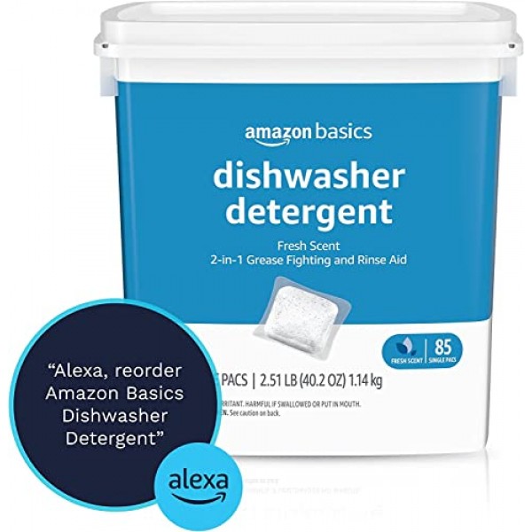 Amazon Basics 식기세척기 세제 팩, 신선한 향기, 85개(이전 Solimo)