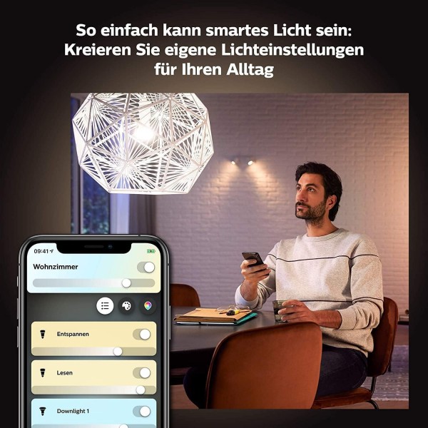 Philips Hue White Ambiance E14 램프 단일 팩 320lm, 디머블 및 디머 스위치, 액세서리 시스템, 설치 없이 무선 디밍, 조명 장면 검색