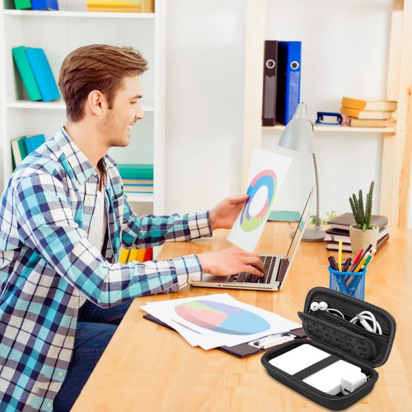 SanDisk Extreme 휴대용 SSD용 하드 케이스 외장형 하드 드라이브 USB 케이블 가방 전자 방수 여행용 가방 운반 케이스 19 x 11 x 6cm 검정