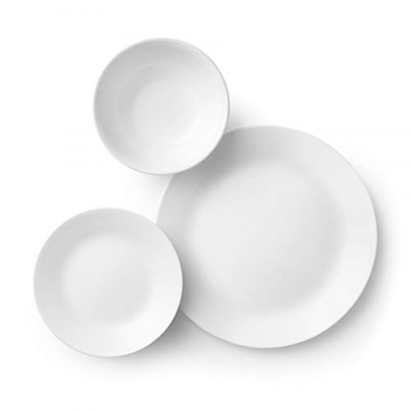 Corelle Vitrelle 6개 식기 세트용 18피스 서비스, 윈터 프로스트 화이트 & Vitrelle 28온스 수프/시리얼 그릇 6개 세트, 칩 & 균열 방지 식기 그릇, 윈터 프로스트 화이트