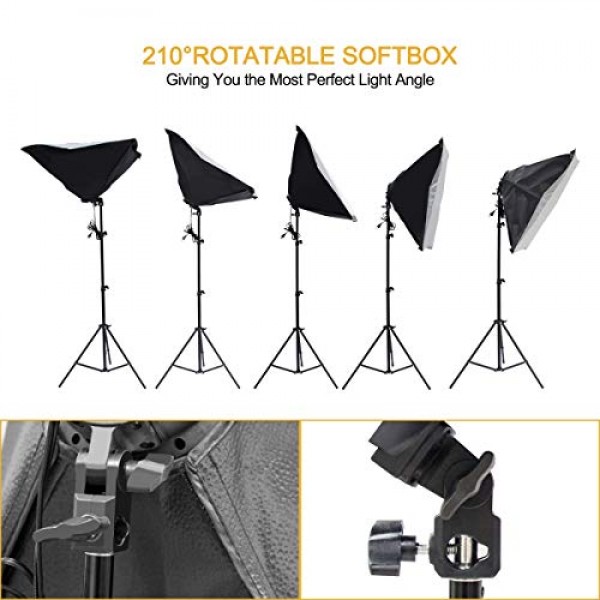Wisamic Photo Studio 소프트박스 세트, 2m x 3m 소프트박스, 연속 조명, 흰색 소프트 라이트 우산, 인물 사진용 반사판, 제품 사진 및 비디오 녹화 기능을 갖춘 배경 지원 시스