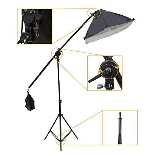 Wisamic Photo Studio 소프트박스 세트, 2m x 3m 소프트박스, 연속 조명, 흰색 소프트 라이트 우산, 인물 사진용 반사판, 제품 사진 및 비디오 녹화 기능을 갖춘 배경 지원 시스