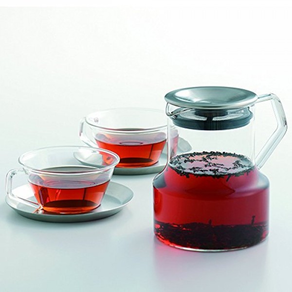 KINTO CAST 23088 원터치 찻주전자, 23.7 fl oz(700 ml), 내열 유리, 홍차, 전자레인지 및 식기세척기 사용 가능