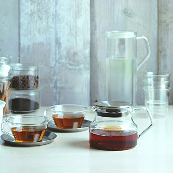 KINTO CAST 23088 원터치 찻주전자, 23.7 fl oz(700 ml), 내열 유리, 홍차, 전자레인지 및 식기세척기 사용 가능