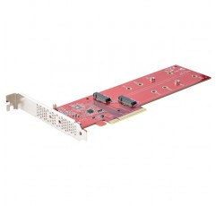 StarTech.com 듀얼 M.2 PCIe SSD 어댑터 카드, PCIe x8/x16 - 듀얼 NVMe 또는 AHCI M.2 SSD, PCI Express 4.0, 7.8GBps/드라이브, 분기 필요 - Windows/Linux 호환(DUAL-M2-PCIE-CARD -비)