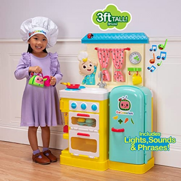 CoComelon Deluxe Feature Roleplay, Little Kitchen - 대화형 주방 액세서리 포함 - 어린이 및 미취학 아동을 위한 장난감