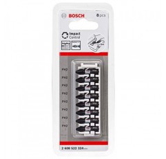 Bosch 2608522324 드라이버 비트 세트, 8개, 육각 샤프트 0.25인치(6.35mm), 홈 생크 0.4인치(9mm), PH2 x 25mm)