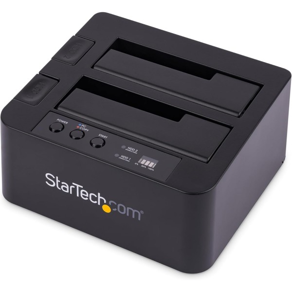 StarTech.com 독립형 하드 드라이브 복제기, 듀얼 베이 HDD/SSD 클로너/복사기, USB 3.1(10Gbps) - SATA III HDD/SSD 도킹 스테이션, 하드 디스크 복제기 도크, 하드 드라이브 클로너(SD
