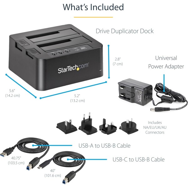 StarTech.com 독립형 하드 드라이브 복제기, 듀얼 베이 HDD/SSD 클로너/복사기, USB 3.1(10Gbps) - SATA III HDD/SSD 도킹 스테이션, 하드 디스크 복제기 도크, 하드 드라이브 클로너(SD