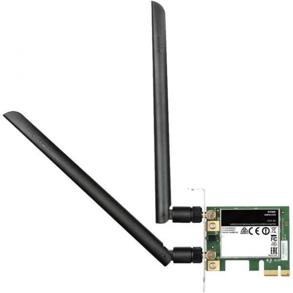 D-Link DWA-582 PCI Express 어댑터(무선 AC1200 듀얼 밴드, 고성능 안테나 포함, 5GHz 대역에서 최대 867Mbit/s)