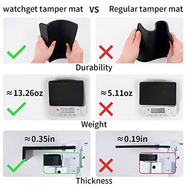 watchget 에스프레소 탬핑 매트, 커피 탬퍼 매트, 검정색 실리콘 식품 등급 패드, 8인치 X 6인치 커피 탬핑 스테이션, 에스프레소 액세서리, 방수 및 내열성