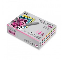 Spectrum Noir Triblend 브러시 펜촉 알코올 마커 컬러링 팩 24개 - 고유한 3-in-1 혼합 가능 색상 음영 효과 - 전체 컬렉션 상자(총 72개 색상)