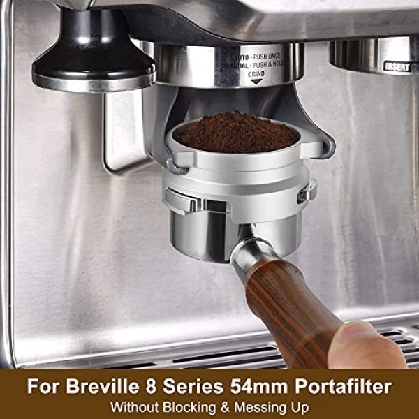 Breville 8 시리즈 양극 산화 알루미늄(실버)용 Breville Barista Portafilters용 핸즈프리 54mm 도징 깔때기