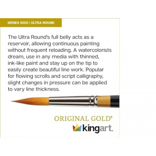 KINGART 프리미엄 오리지널 골드 시리즈 수제 골든 타클론 멀티미디어 아티스트 브러쉬, 선물 상자, 8개 세트, 검정색 광택 핸들, 오일, 아크릴, 수채화 및 구아슈 페인트
