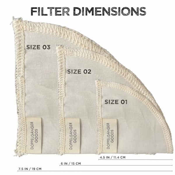 (2팩) Hario V60, Chemex, Kalita 및 Origami 스타일 필터용 재사용 가능한 유기농 면 푸어 오버 콘 필터 — 푸어오버 커피 필터 메이커 컵 세라믹, 유리, 플라스틱 드리퍼(크기 02