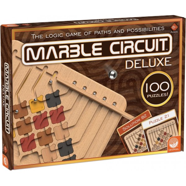 MindWare Marble Circuit Deluxe – 1인용 논리 게임 – 퍼즐 및 브레인 티저를 좋아하는 어린이를 위한 선물 – 100가지 퍼즐이 포함된 프리미엄 Marble Circuit 게임 – 어린이 및 