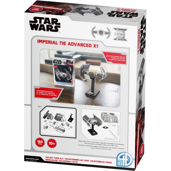 Revell Star Wars 카드보드 모델 키트 I Imperial TIE Advanced X1의 상세한 모델 키트 I 남녀노소용 I 스타워즈 팬을 위한 160개의 부품 I I 모든 경우에 이상적인 선물 아이디어
