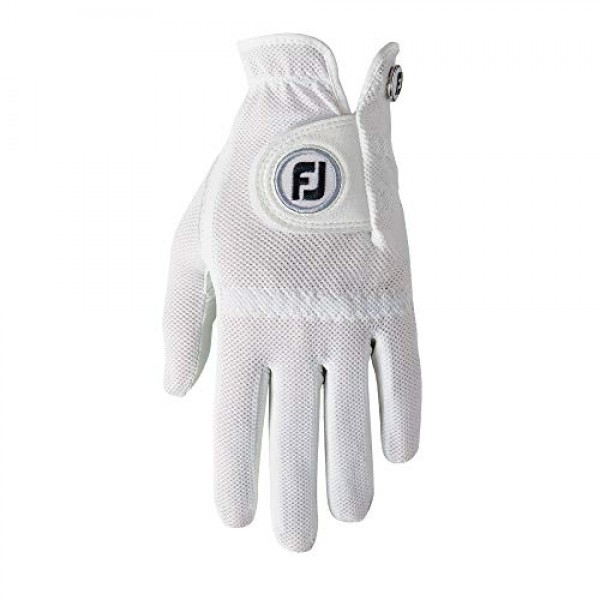 FootJoy 여성용 StaCooler 골프 장갑, 진주 미디엄/라지, 왼손에 착용