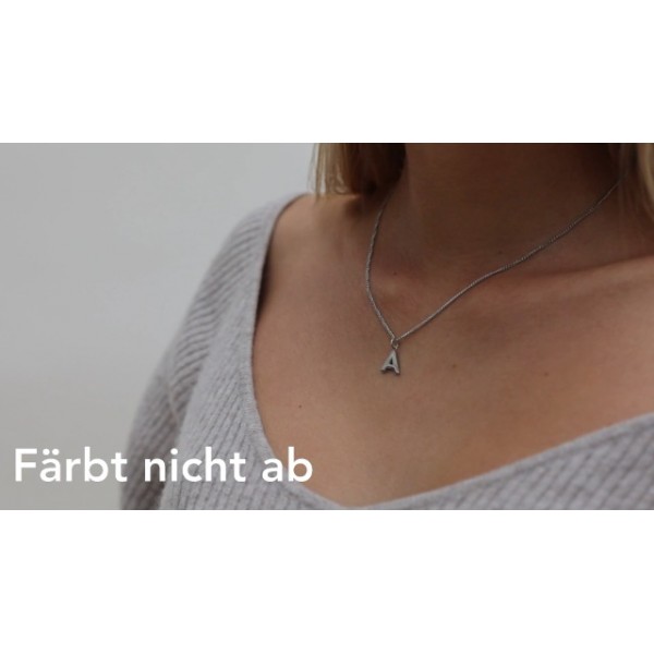 GD GOOD.designs EST. 2015 문자 목걸이, 실버 – 방수, A-Z 펜던트, 이니셜 문자 체인이 있는 여성을 위한 피부 친화적인 목걸이