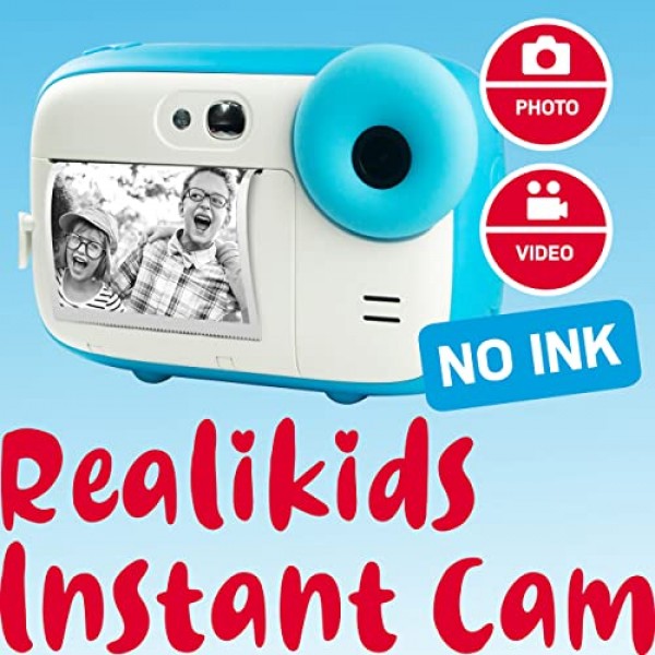 AgfaPhoto Photo Realikids Instant Cam Blue - 어린이용 즉석 카메라 - 사진 셀카 및 비디오 - 300장의 사진을 위한 감열지 3롤 - LCD 화면 - ARKICBL