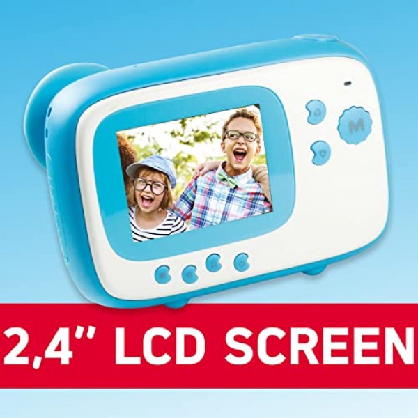 AgfaPhoto Photo Realikids Instant Cam Blue - 어린이용 즉석 카메라 - 사진 셀카 및 비디오 - 300장의 사진을 위한 감열지 3롤 - LCD 화면 - ARKICBL