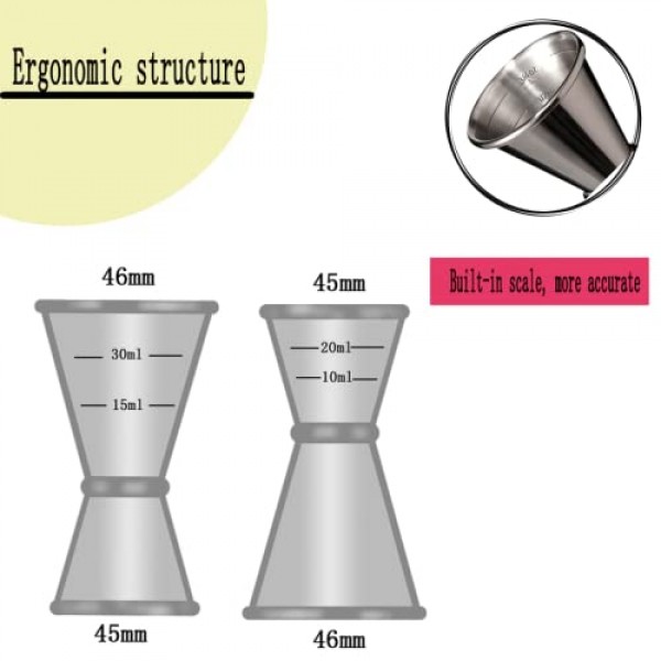 칵테일 지거(2022 신제품), 바텐딩용 양면 지거, 전문 일본식 지거, 2온스 및 1온스 측정 도구 푸어러, 샷 측정 컵, 식품 등급 스테인레스 스틸, 검정색