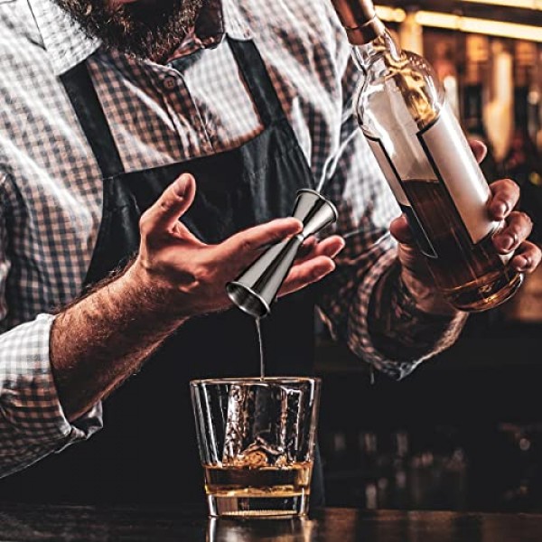 칵테일 지거(2022 신제품), 바텐딩용 양면 지거, 전문 일본식 지거, 2온스 및 1온스 측정 도구 푸어러, 샷 측정 컵, 식품 등급 스테인레스 스틸, 검정색