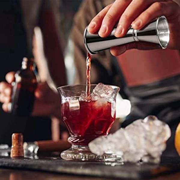 칵테일 지거(2022 신제품), 바텐딩용 양면 지거, 전문 일본식 지거, 2온스 및 1온스 측정 도구 푸어러, 샷 측정 컵, 식품 등급 스테인레스 스틸, 검정색
