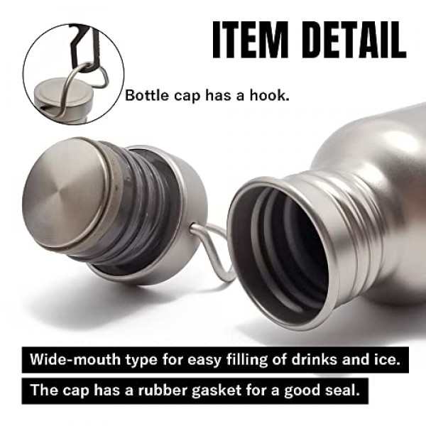 TITAN MANIA 티타늄 물병 430ml S, 넓은 입 병, 수통, 초경량, 견고함, 아웃도어 장비, 캠핑 장비