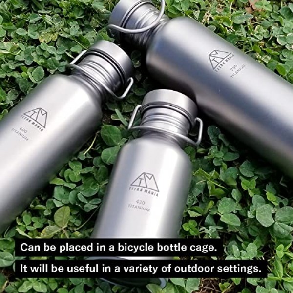 TITAN MANIA 티타늄 물병 430ml S, 넓은 입 병, 수통, 초경량, 견고함, 아웃도어 장비, 캠핑 장비