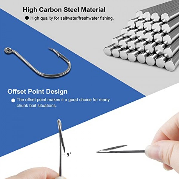 문어 부리 오프셋 낚시 후크 - 110개 원형 오프셋 포인트 문어 후크 바닷물 배스 크기 8#-9/0용 고탄소강 스포츠 서클 낚시 지그 후크