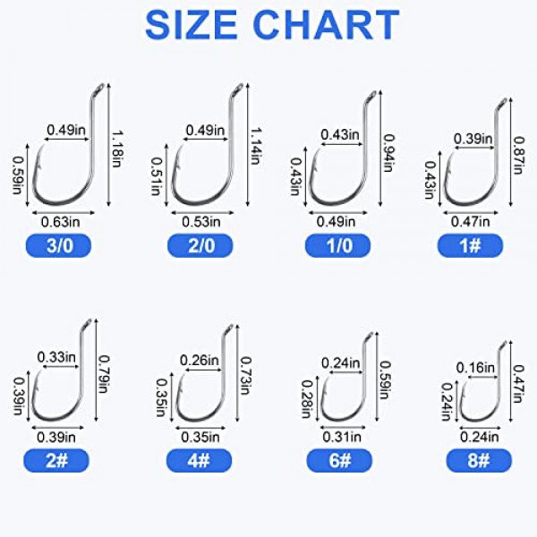 문어 부리 오프셋 낚시 후크 - 110개 원형 오프셋 포인트 문어 후크 바닷물 배스 크기 8#-9/0용 고탄소강 스포츠 서클 낚시 지그 후크