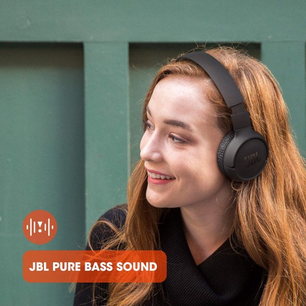 JBL Tune 510BT - 파란색 블루투스 오버이어 헤드폰 - 핸즈프리 기능이 있는 접이식 헤드폰 - 음성 어시스턴트와 호환 가능 - 최대 40시간의 긴 실행 시간 Blue Single