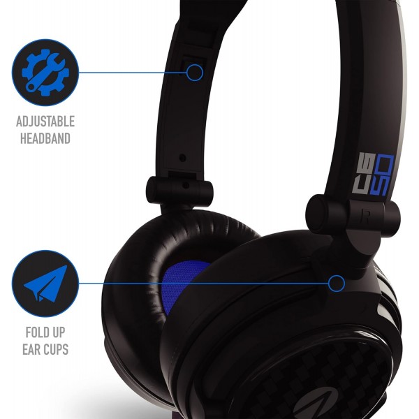 Stealth C6-50 스테레오 게임용 헤드셋 - XBox One, 시리즈 S/X, PS4/5, 스위치, PC, 휴대폰 및 태블릿과 호환되는 블루 멀티 플랫폼