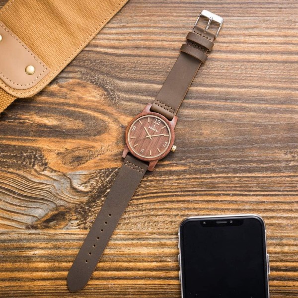 남성용 나무 시계, Sentai 수제 빈티지 쿼츠 시계, 아버지 남편을 위한 남여 맞춤 새겨진 목제 손목 시계 딸/아들/아내의 아버지 날 선물 호두 ​​나무