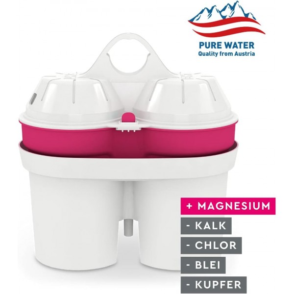 BWT - 814134 - 필터 카트리지 마그네슘 미네랄 워터 - 4개 세트 및 식수 필터 Vida 포함 필터 카트리지 마그네슘 미네랄 워터 1개 I 수동 카운터 I 2.6리터 I 휘발유 4개(1팩) 