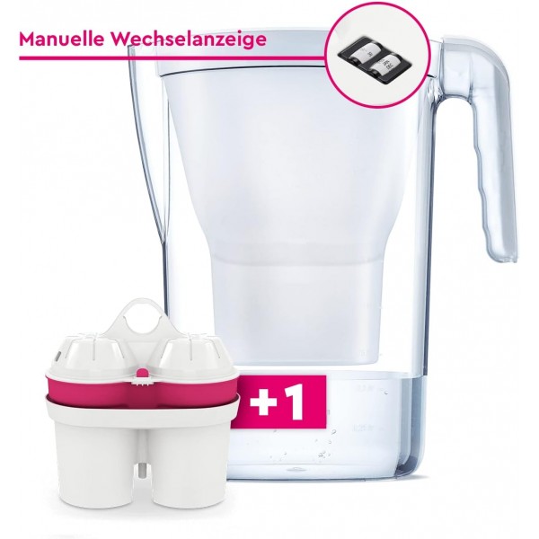 BWT - 814134 - 필터 카트리지 마그네슘 미네랄 워터 - 4개 세트 및 식수 필터 Vida 포함 필터 카트리지 마그네슘 미네랄 워터 1개 I 수동 카운터 I 2.6리터 I 휘발유 4개(1팩) 