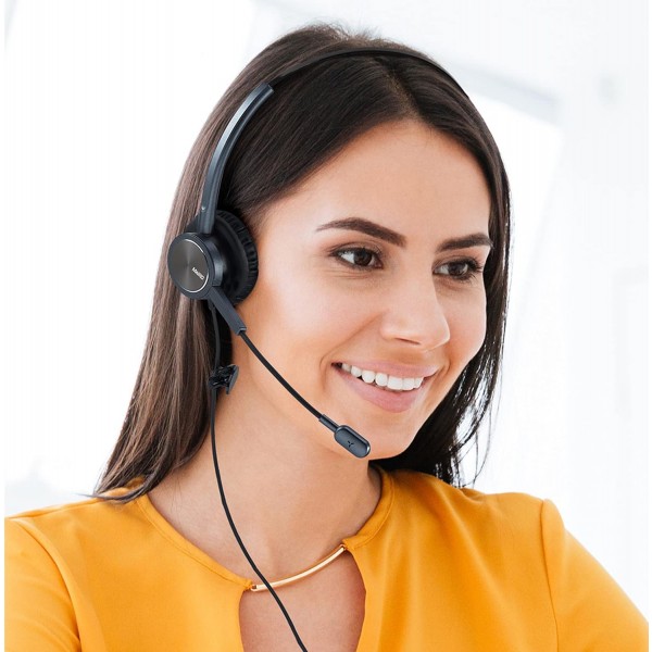 소음 제거 마이크가 있는 Mairdi 전화 헤드셋, RJ11이 있는 바이노럴 사무실 콜센터 헤드폰 및 유선 전화용 3.5mm 잭 바이노럴 809DBP