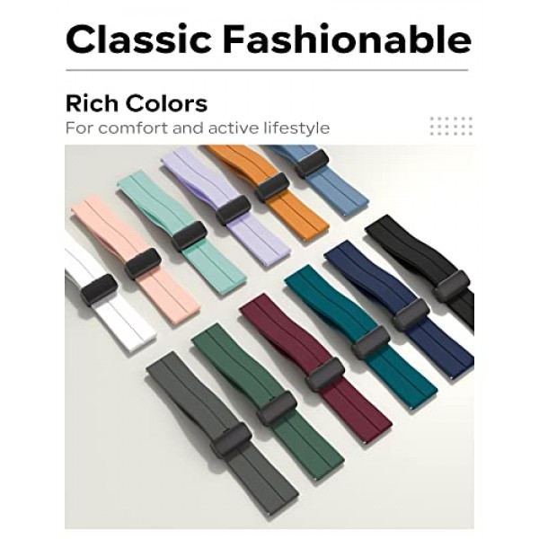 마그네틱 시계 밴드 16mm 18mm 19mm 20mm 22mm - 퀵 릴리스 - 남성 여성을 위한 피부 친화적인 부드러운 실리콘 스포츠 시계 밴드, 자기 접이식 걸쇠 실리콘 스트랩