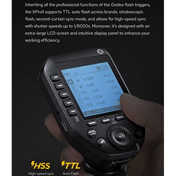 Nikon 카메라와 호환되는 Godox XProII-N TTL 무선 플래시 트리거 송신기, 2.4G HSS 1/8000S Bluetooth 연결, 빠른 핫슈 잠금(업그레이드된 XPro-N)
