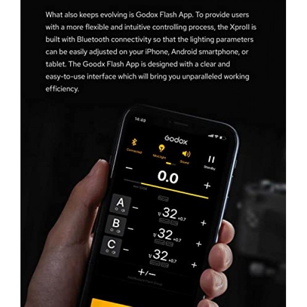 Nikon 카메라와 호환되는 Godox XProII-N TTL 무선 플래시 트리거 송신기, 2.4G HSS 1/8000S Bluetooth 연결, 빠른 핫슈 잠금(업그레이드된 XPro-N)
