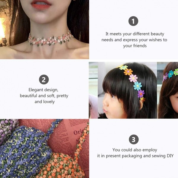 EXCEART 꽃 레이스 테두리 레이스 리본 레이스 테두리 꽃 리본 데코 리본 선물 리본 봉제 applique 의류 공예 scrapbooking 웨딩 헤어 액세서리 장식 보라색