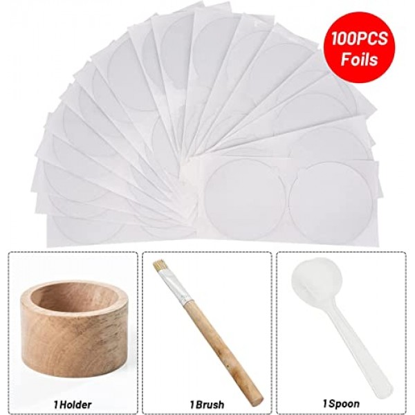 재사용 가능한 Vertuo 캡슐 리필 키트 100Pcs 홀더, 스쿠프 및 브러시가 포함된 Nespresso VertuoLine 캡슐용 알루미늄 호일 씰 뚜껑