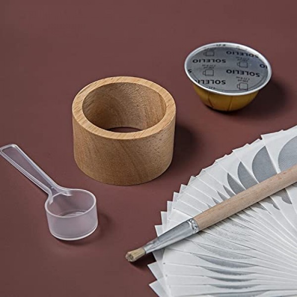 재사용 가능한 Vertuo 캡슐 리필 키트 100Pcs 홀더, 스쿠프 및 브러시가 포함된 Nespresso VertuoLine 캡슐용 알루미늄 호일 씰 뚜껑