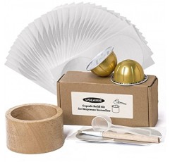 재사용 가능한 Vertuo 캡슐 리필 키트 100Pcs 홀더, 스쿠프 및 브러시가 포함된 Nespresso VertuoLine 캡슐용 알루미늄 호일 씰 뚜껑