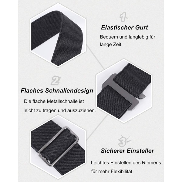 JasGood 여성용 보이지 않는 스트레치 벨트 청바지 바지 드레스 용 플랫 버클이있는 쇼 탄성 조절 웹 벨트 1-Black Fits 110cm-140cm (44 