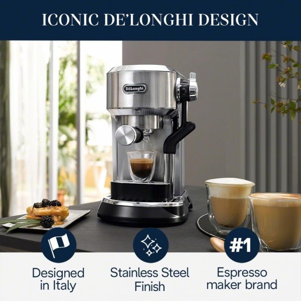 De'Longhi EC950M Dedica Maestro Plus 에스프레소 머신(자동 스팀 완드 포함), 스테인리스 스틸