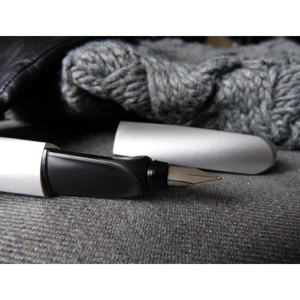 Pelikan 947101 만년필 트위스트 인 폴딩 박스, 오른손잡이 및 왼손잡이용 범용, 펜촉 M, 실버