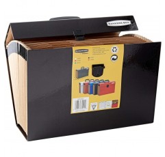 Bankers Box Folder Handifile, 운반용 핸들 및 버클 포함, 19개의 구획, 레지스터 라벨 포함, 색상: 블랙, 1개 블랙 싱글