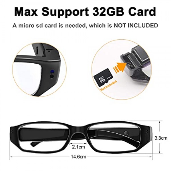 bayehngs 안경 카메라 1080P 비디오 안경 투명 렌즈가 있는 스포츠 액션 카메라 가족과 친구를 위한 훌륭한 선물